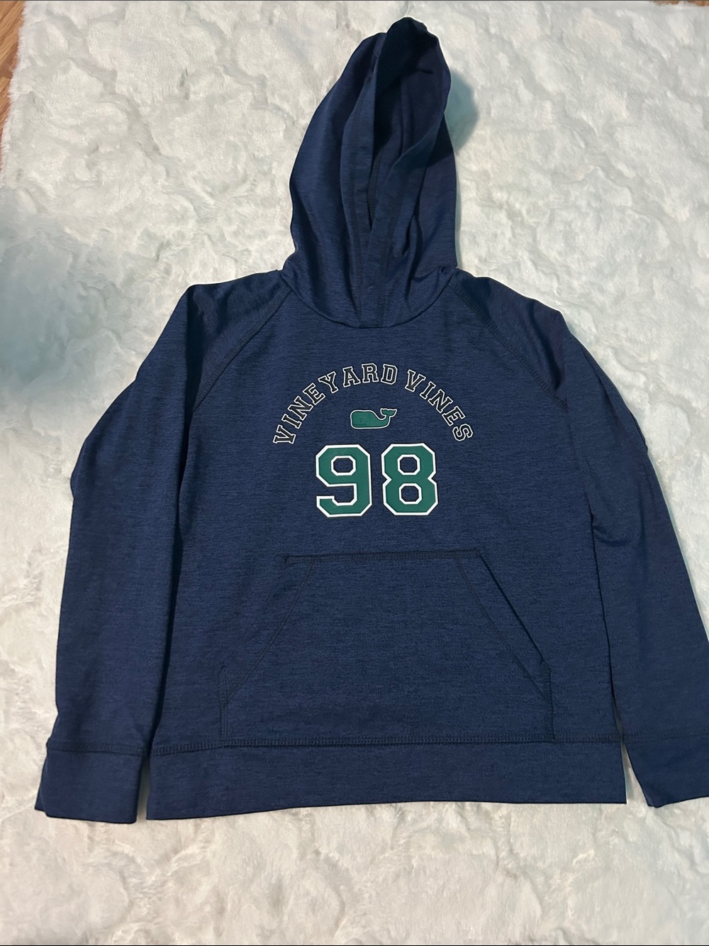 Vineyard Vines Navy Kids Hoodie with Green 98 Logo
